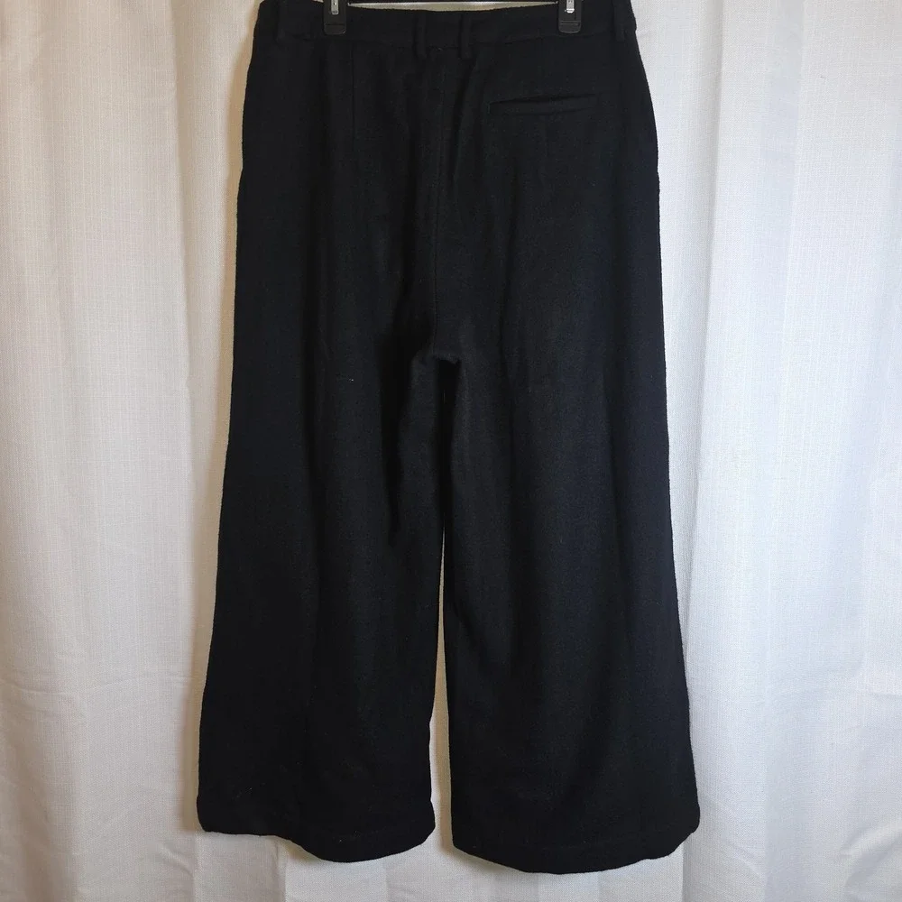 Frances Valentine Pants Women‎ 16 Black Bossy Wide Leg 100% Wool NEW